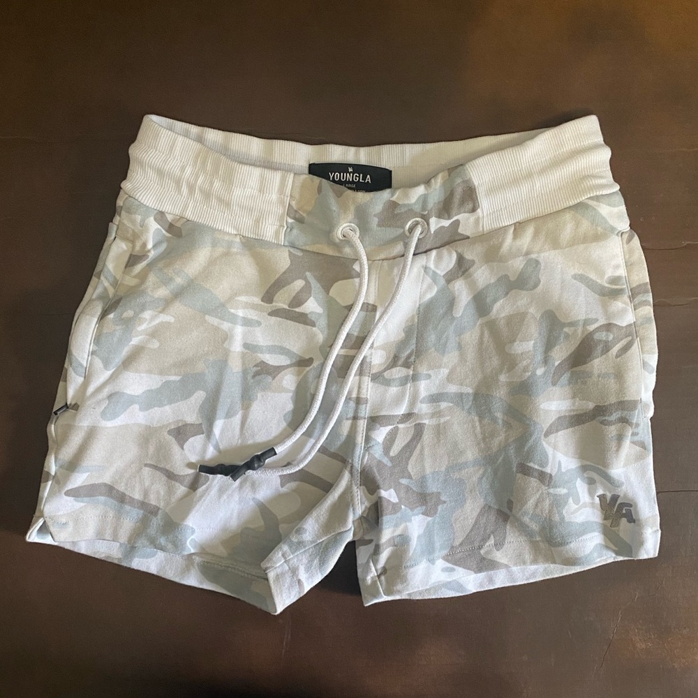 YOUNGLA - 126 INTERLOCK SHORTS - White Camo